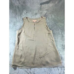Black Label By Chico's Tank Top Women's 14 Tan sleeveless V-Neck blouse Lined NW